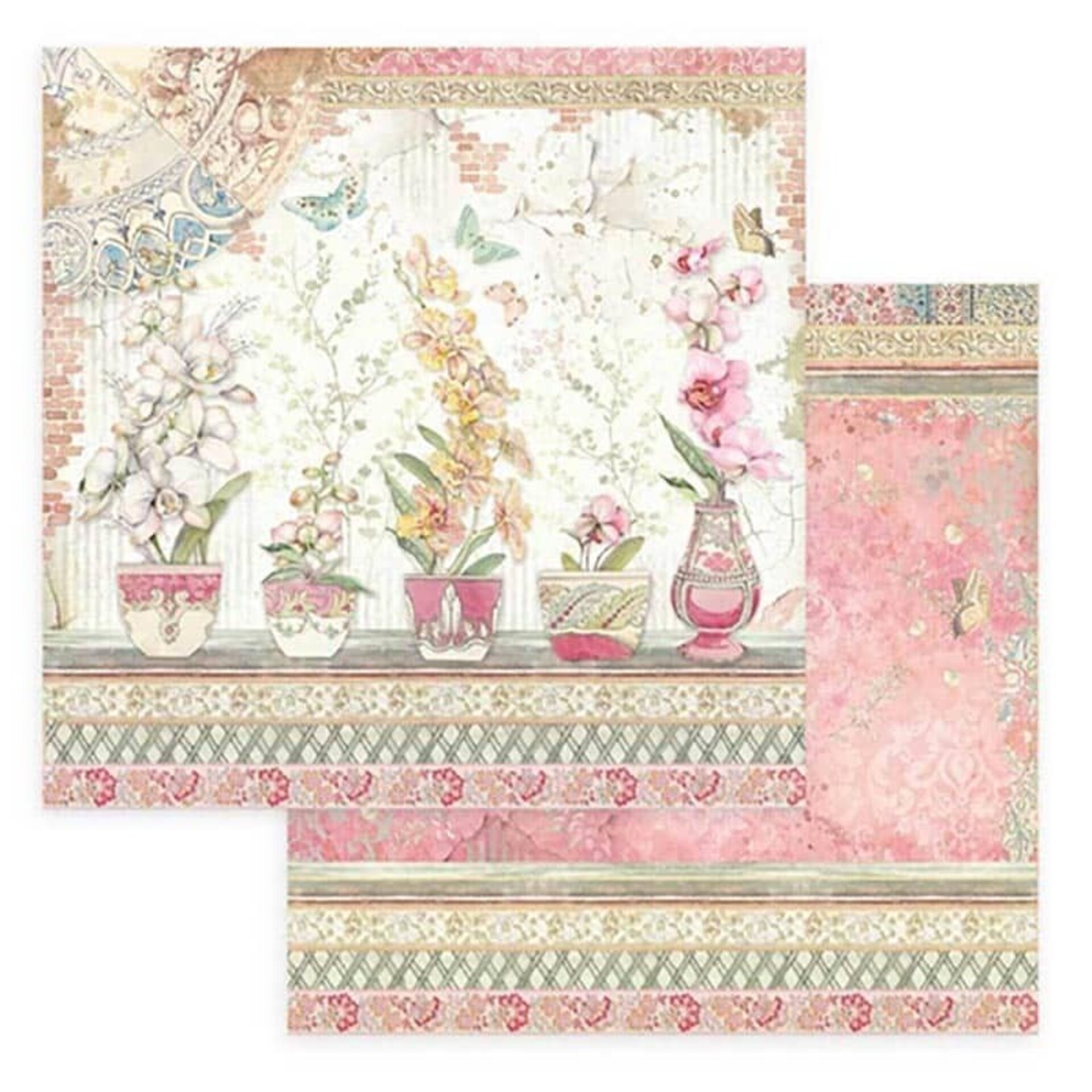 PAPEL SCRAP COLECCIÓN  ORQUIDEAS Y GATOS (Doble cara) - 9