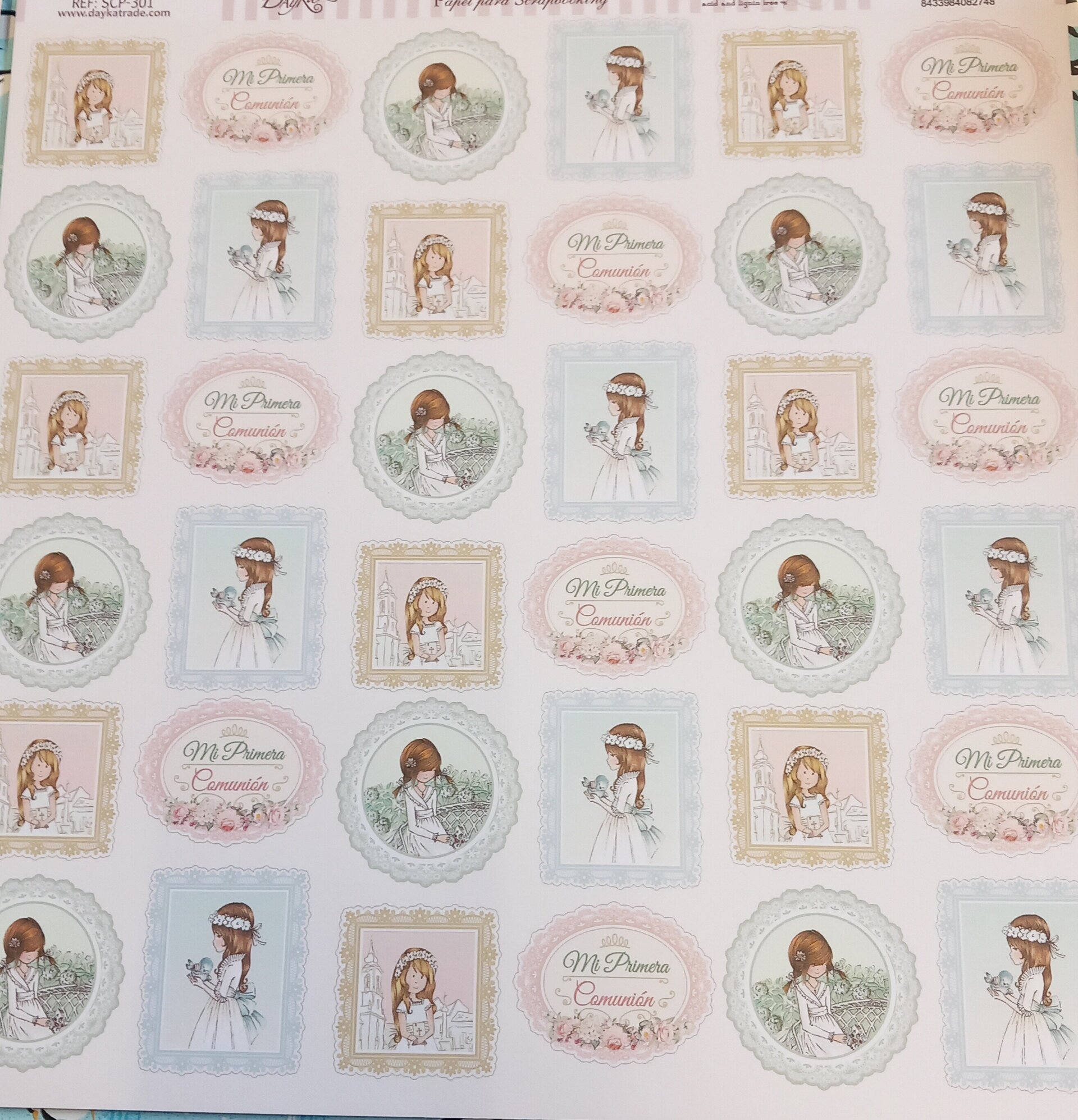 PACK 8 LAMINAS DIFERENTES PAPEL SCRAP DOBLE CARA COMUNIÓN - 5