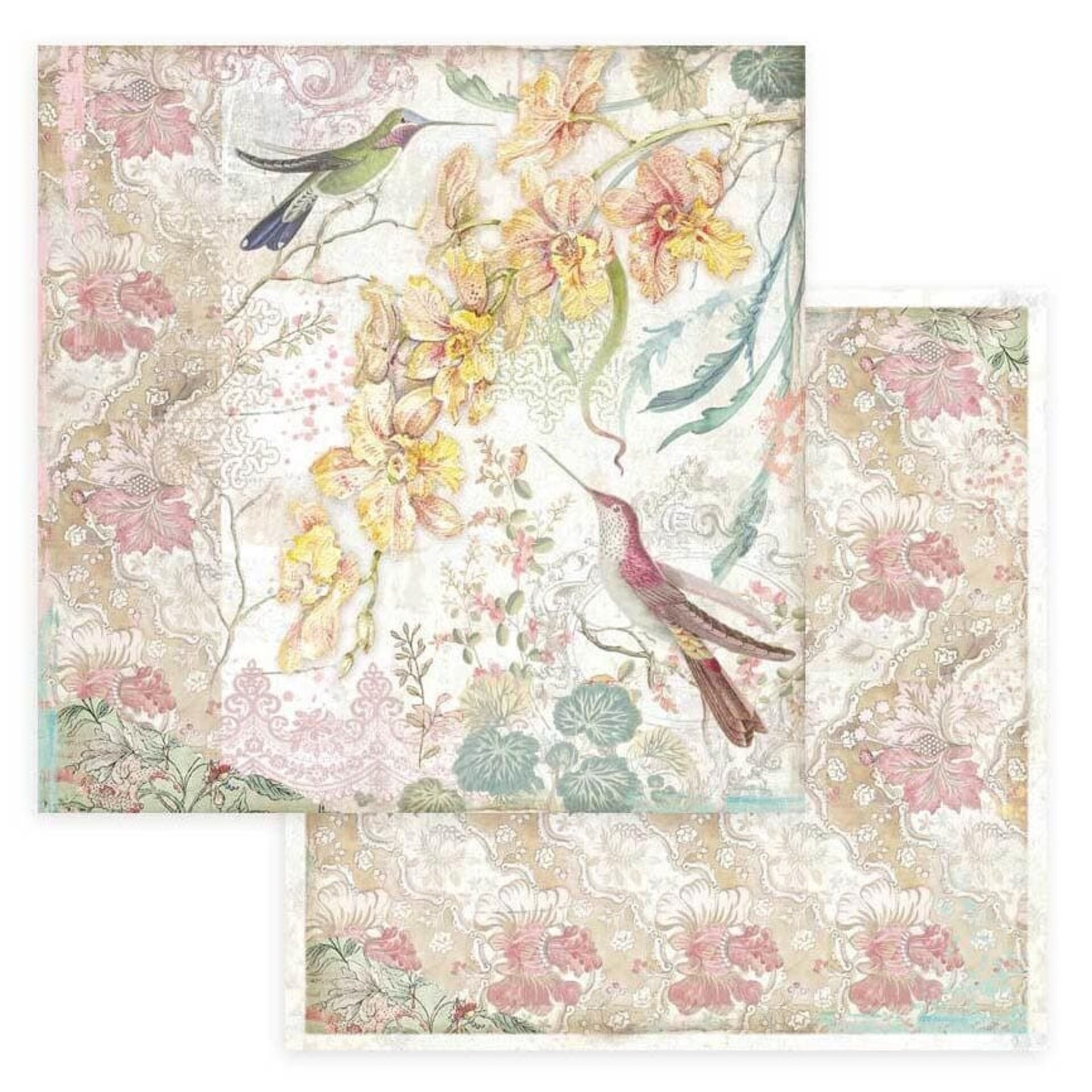 PAPEL SCRAP COLECCIÓN  ORQUIDEAS Y GATOS (Doble cara) - 3