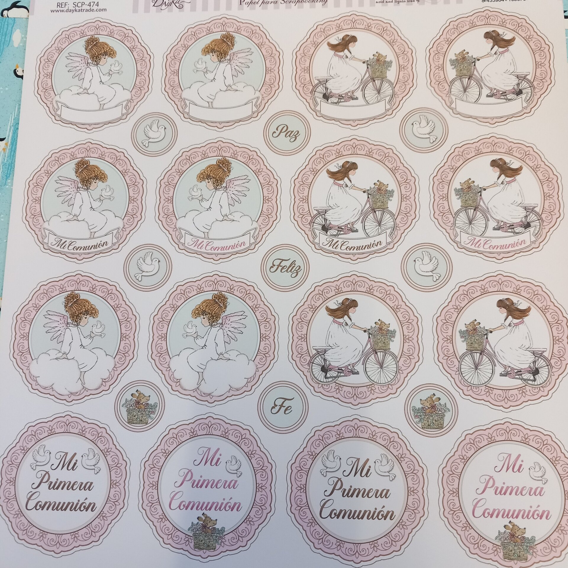 PACK 8 LAMINAS DIFERENTES PAPEL SCRAP DOBLE CARA COMUNIÓN - 2