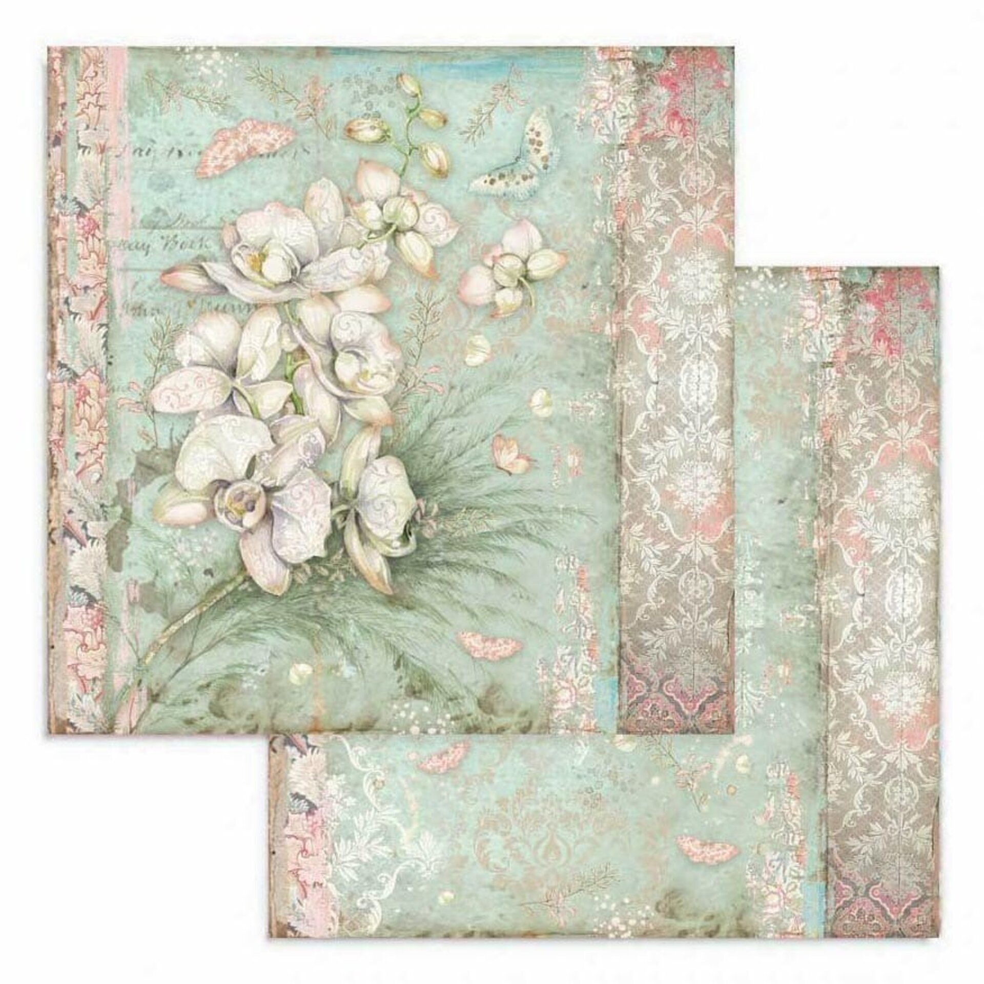PAPEL SCRAP COLECCIÓN  ORQUIDEAS Y GATOS (Doble cara) - 7